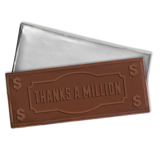 Embossed Thanks a Million Belgian Milk Chocolate Bar (10 Pack)