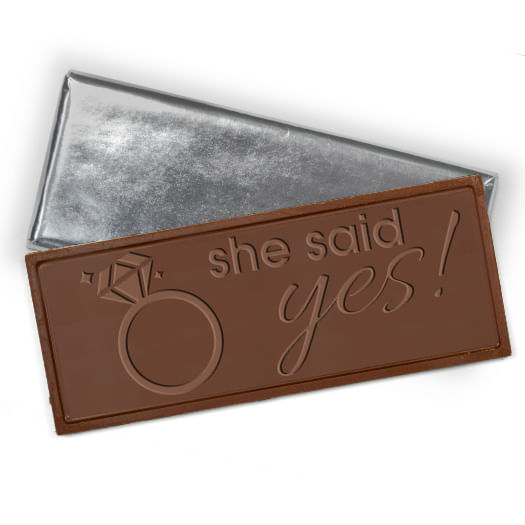 Embossed She Said Yes Belgian Milk Chocolate Bar (10 Pack)