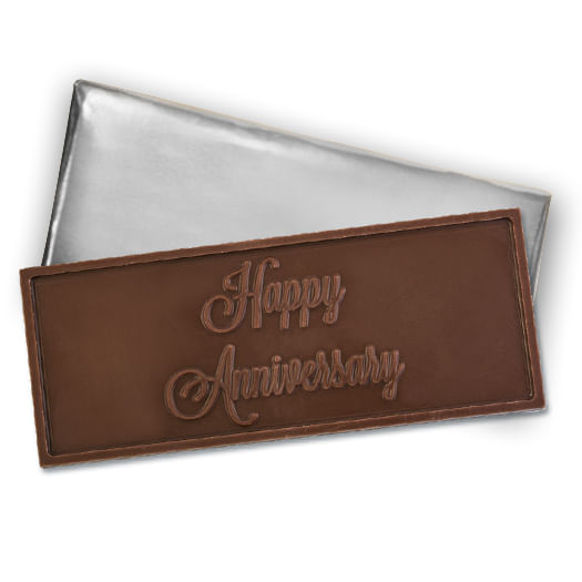 Embossed Happy Anniversary Belgian Milk Chocolate Bar (10 Pack)