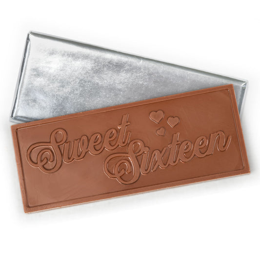 Sweet 16 Embossed Belgian Milk Chocolate Bar (10 Pack)